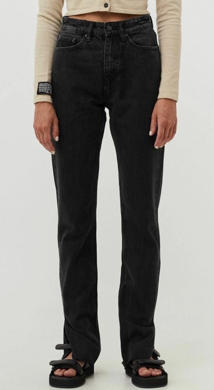 Ksubi Melrose Black Jeans High Rise Slim Cigarette Fit Hem Split Sz 26 New